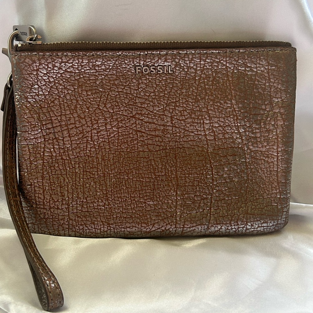 Fossil Metallic Brown Leather Wristlet